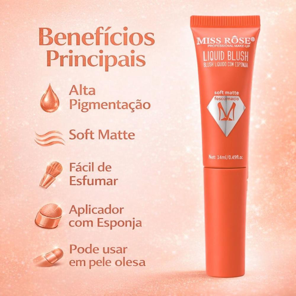 Blush Líquido Com Esponja Miss Rôse Fosco Macio 03 14ml Cor 03 2
