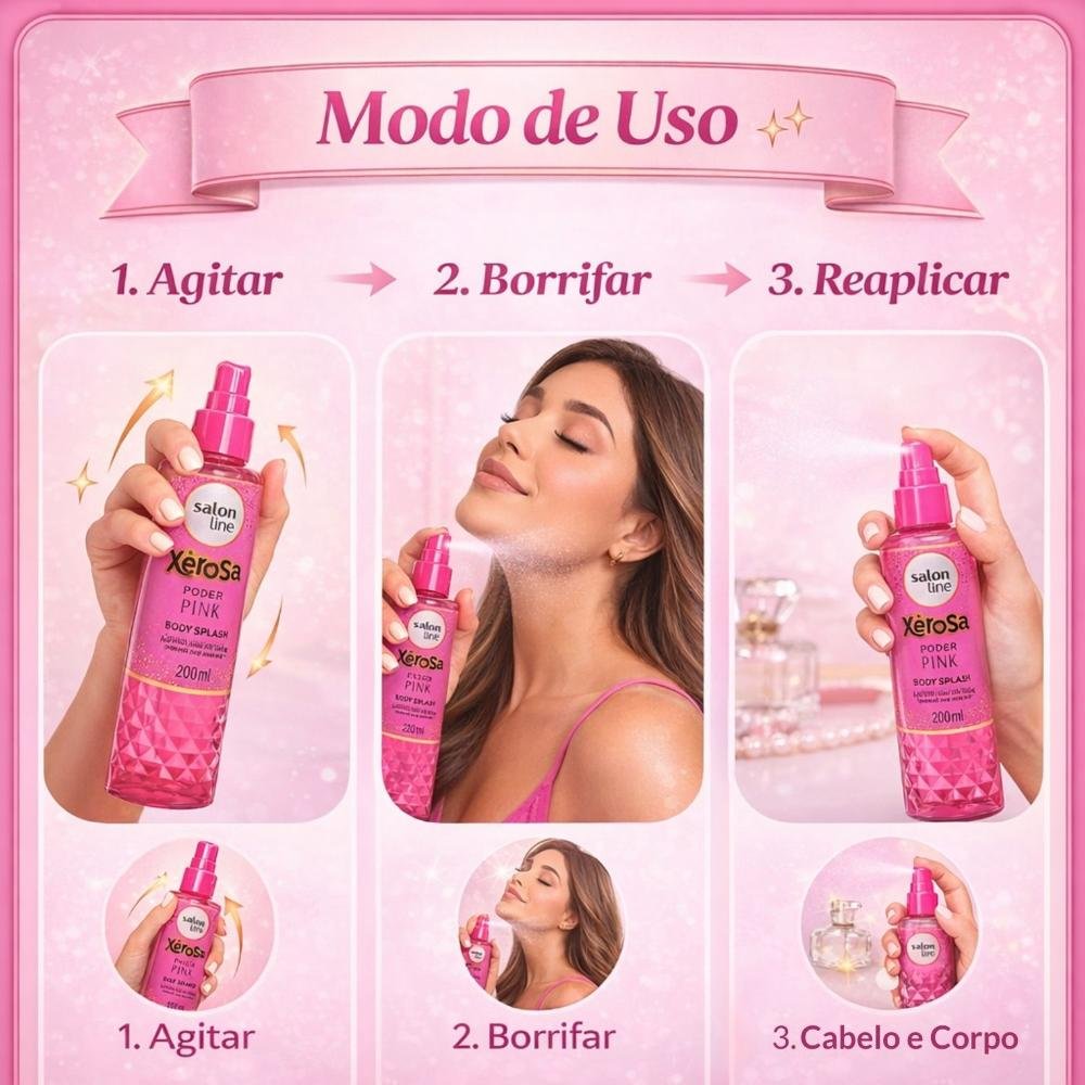 Body Splash Cabelo e Corpo Salon Line Xêrosa Poder Pink 200ml 200ml 8