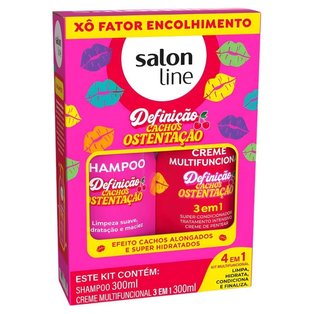 Kit Salon Line Definição Cachos Ostentação: Shampoo e Creme Multifuncional 3 em 1 300ml ÚNICO 8