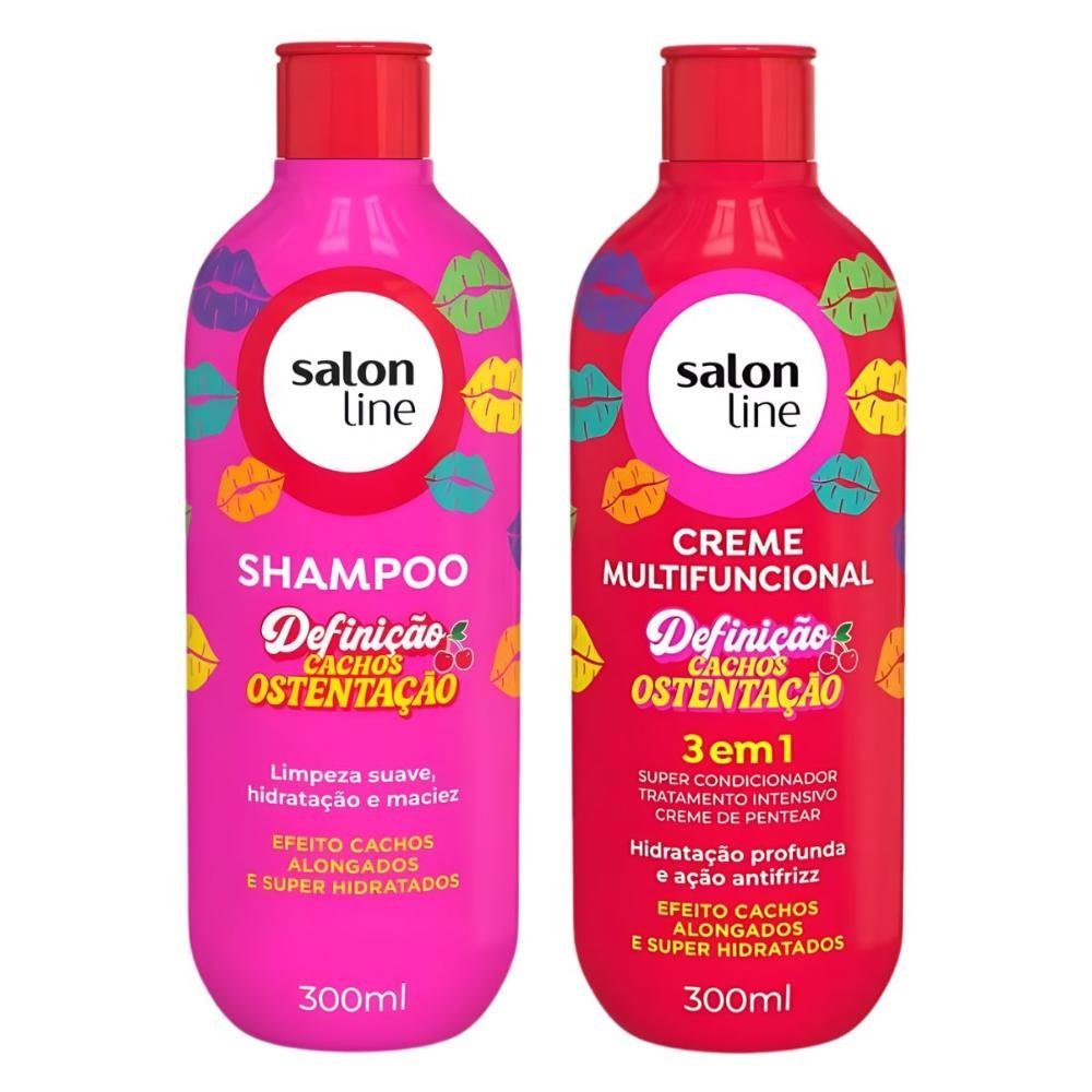 Kit Salon Line Definição Cachos Ostentação: Shampoo e Creme Multifuncional 3 em 1 300ml ÚNICO 2
