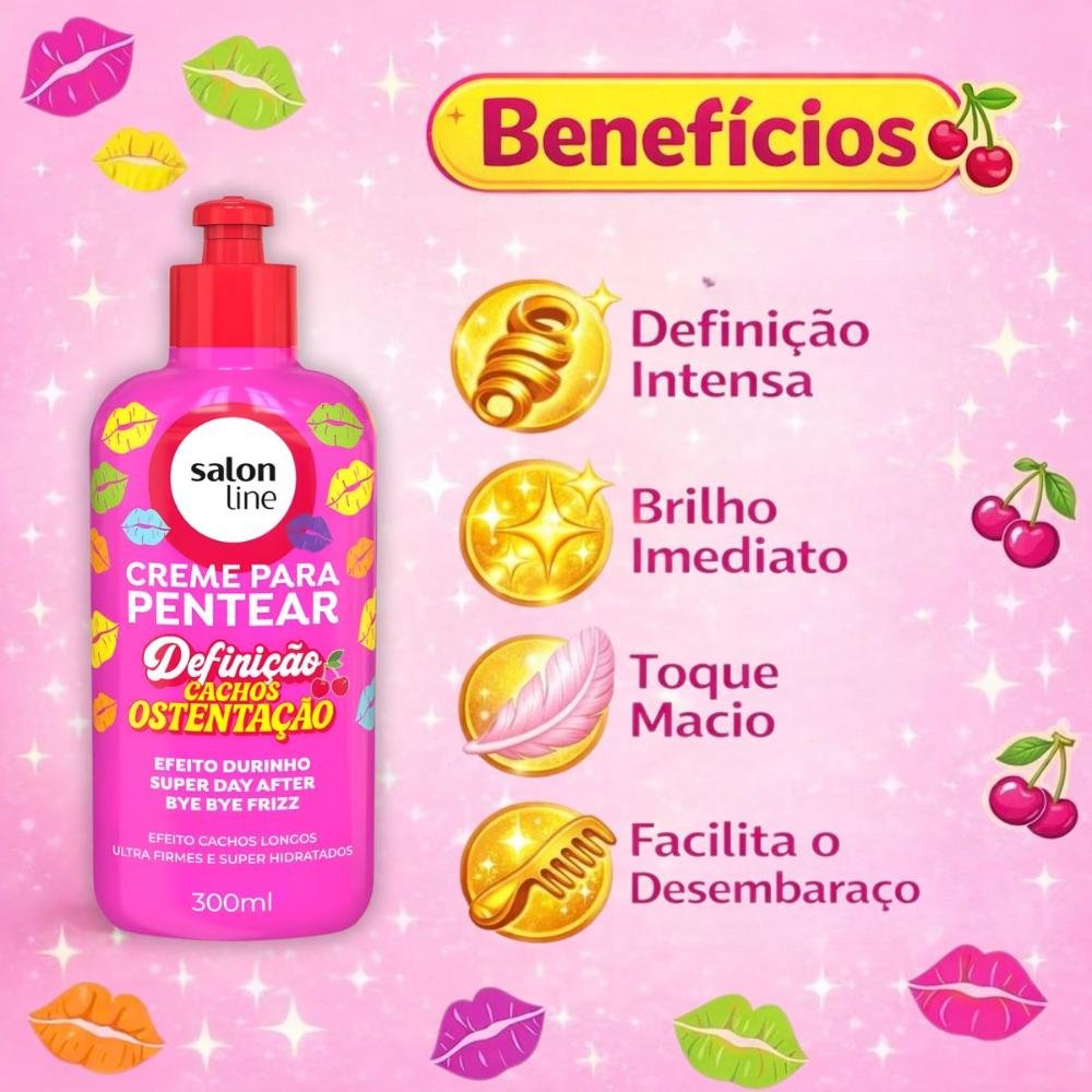 Creme Para Pentear Salon Line Definição Cachos Ostentação 300ml 300ml 5