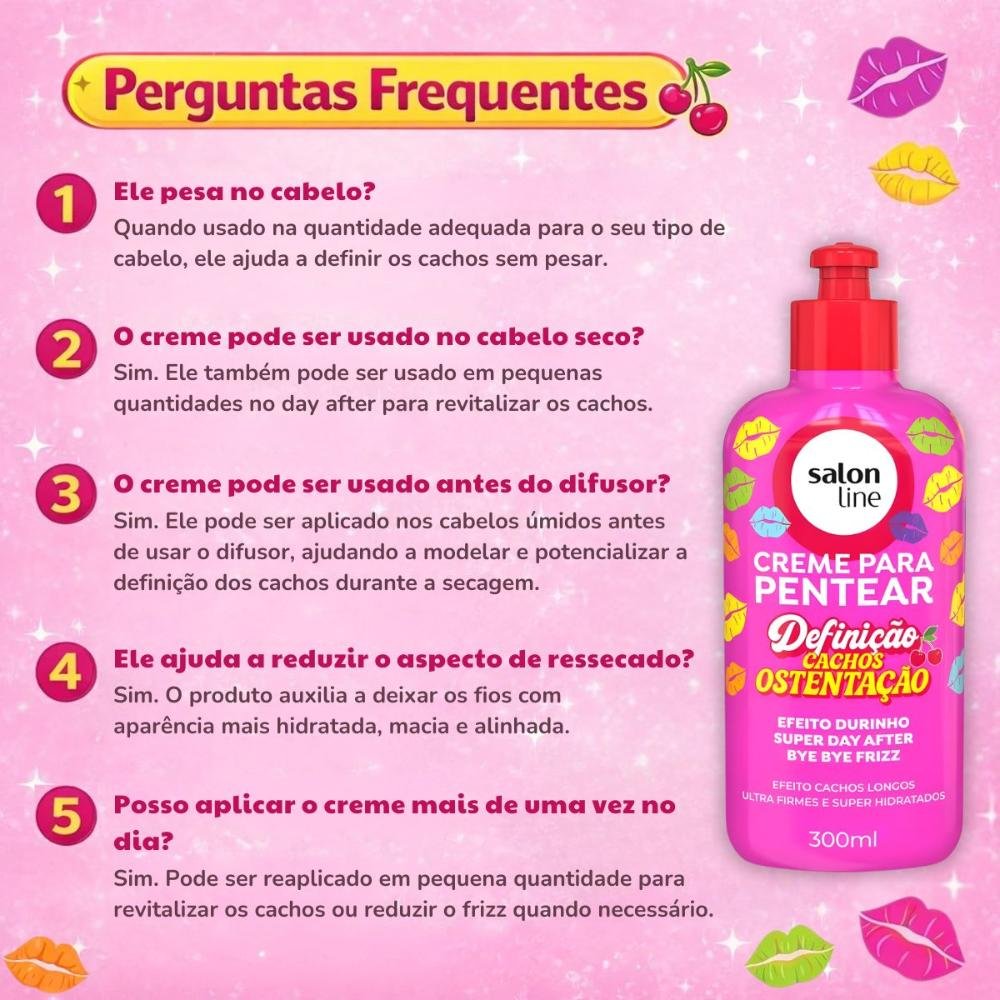 Creme Para Pentear Salon Line Definição Cachos Ostentação 300ml 300ml 3