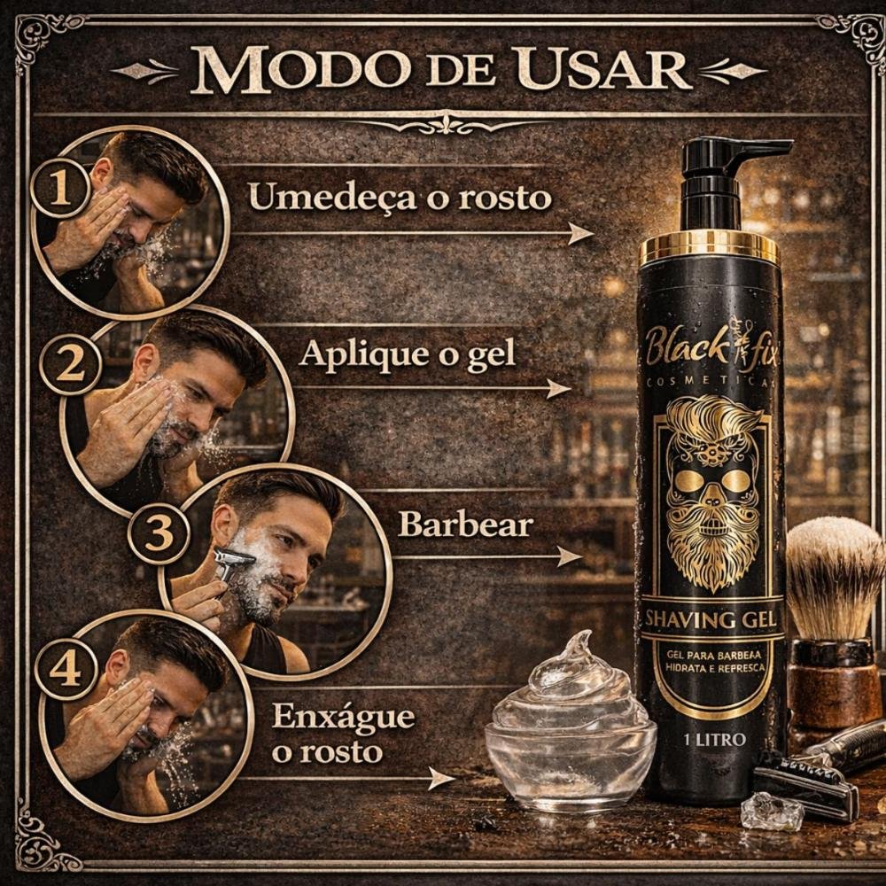 Black Fix Gel Para Barbear Shaving Gel 1L 1L 6