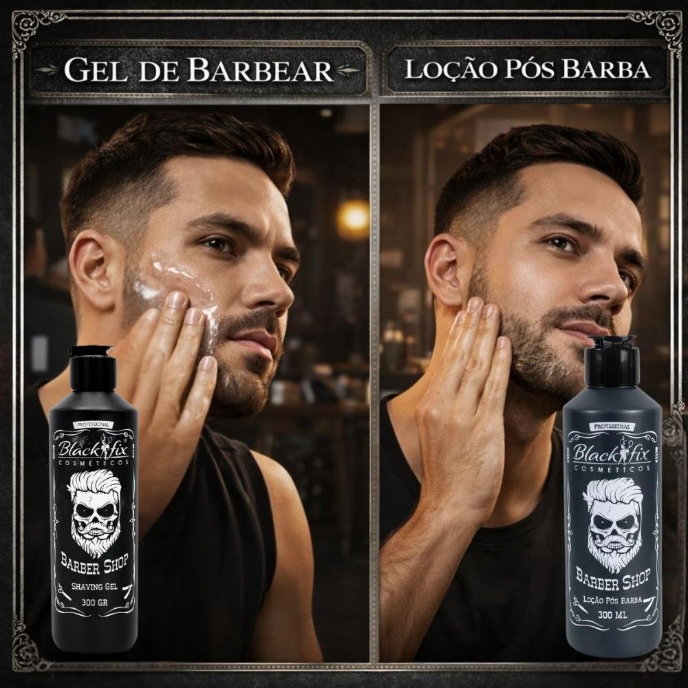 Kit Black Fix Barber Shop: Loção Pós Barba 300ml e Gel De Barbear 300g ÚNICO 4