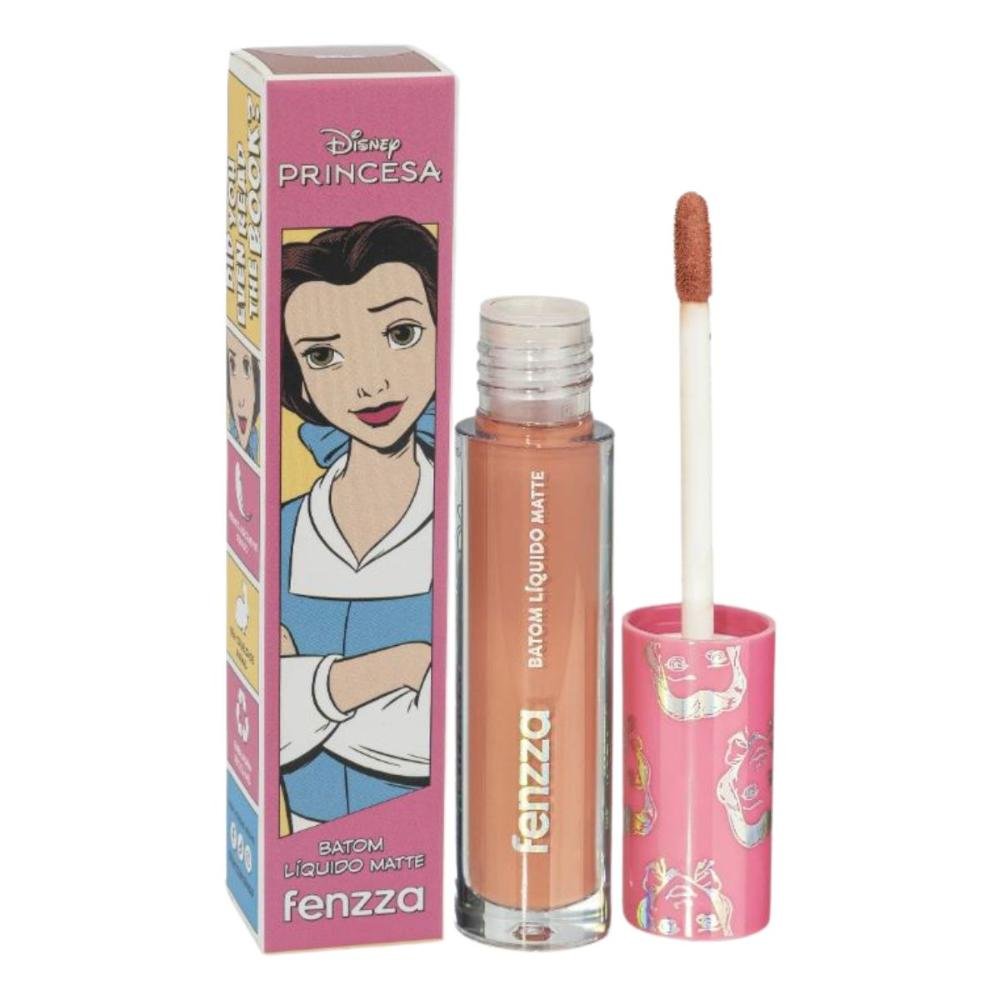 Batom Líquido Matte Fenzza Disney Princesa Bela Dis108 Bela 2