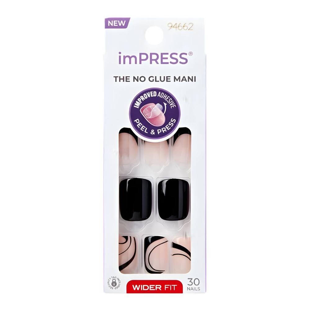 Unhas Postiças imPress Kiss Ny Wider Fit Black Dress IMW04