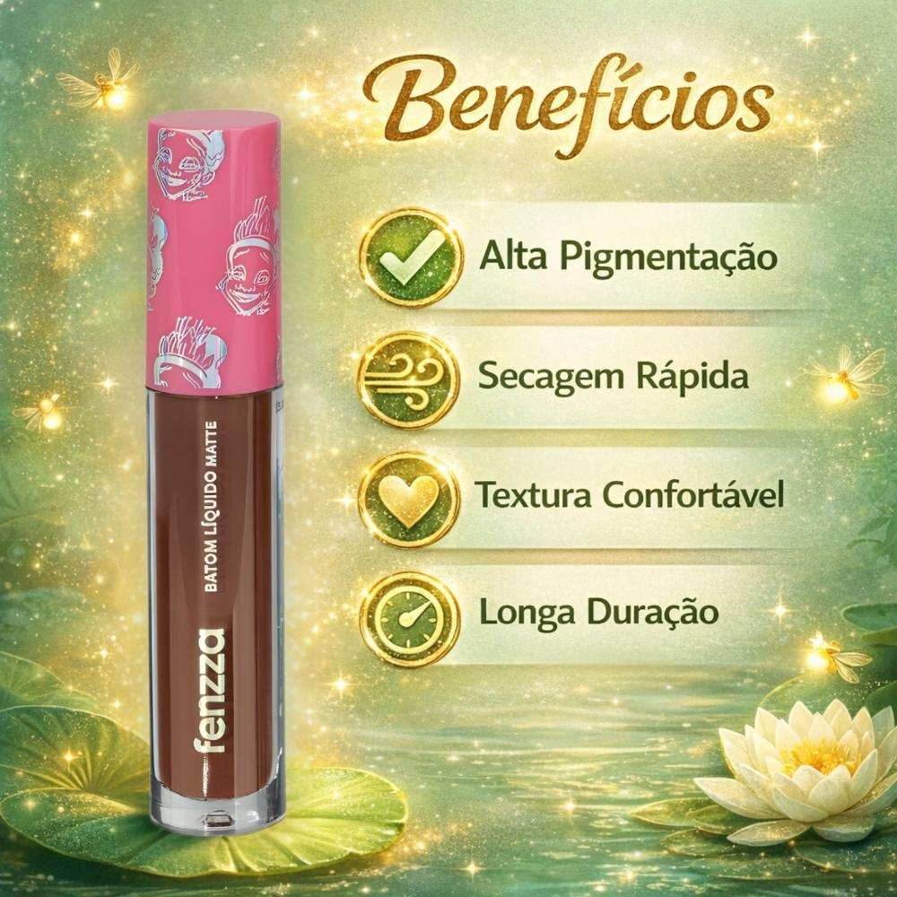 Batom Líquido Matte Fenzza Disney Princesa Tiana Dis108 ÚNICO 2