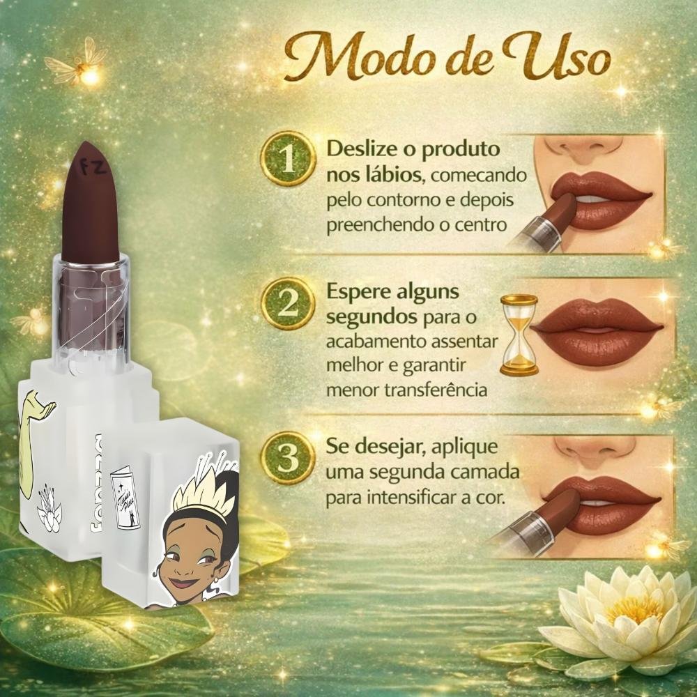 Batom Matte Velvet Fenzza Disney Princesa Tiana Gumbo Dis112 Tiana 5