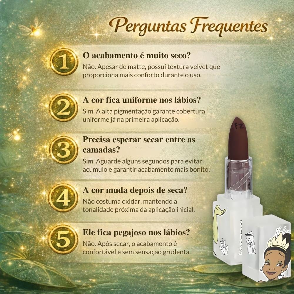 Batom Matte Velvet Fenzza Disney Princesa Tiana Gumbo Dis112 Tiana 6