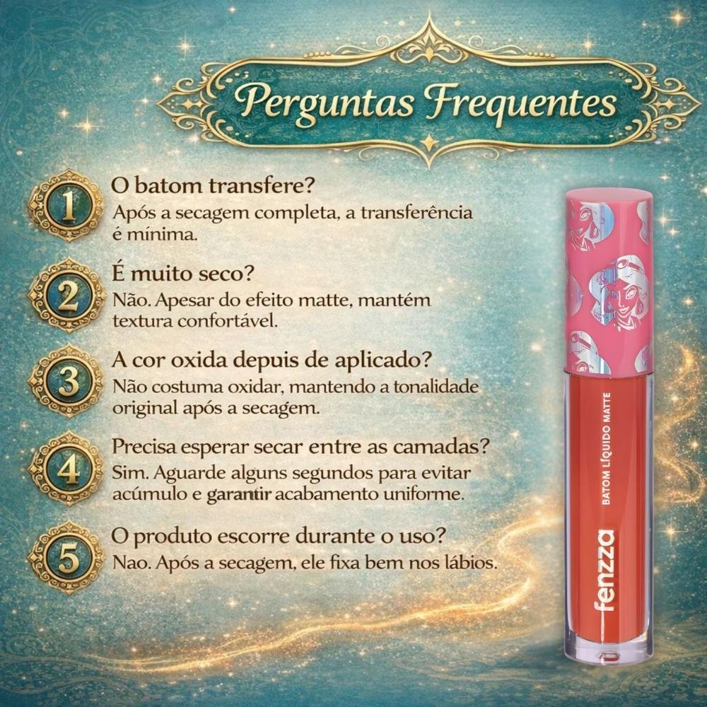 Batom Líquido Matte Fenzza Disney Princesa Jasmine Dis108 Jasmine 6