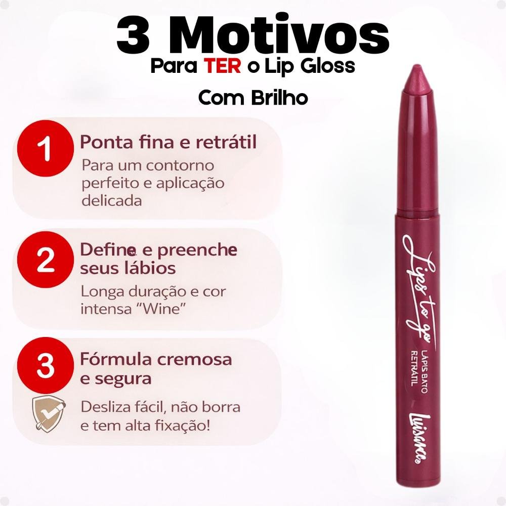 Lápis batom Retrátil Luisance Lips To Go Wine Ref.:L7008 Wine 6