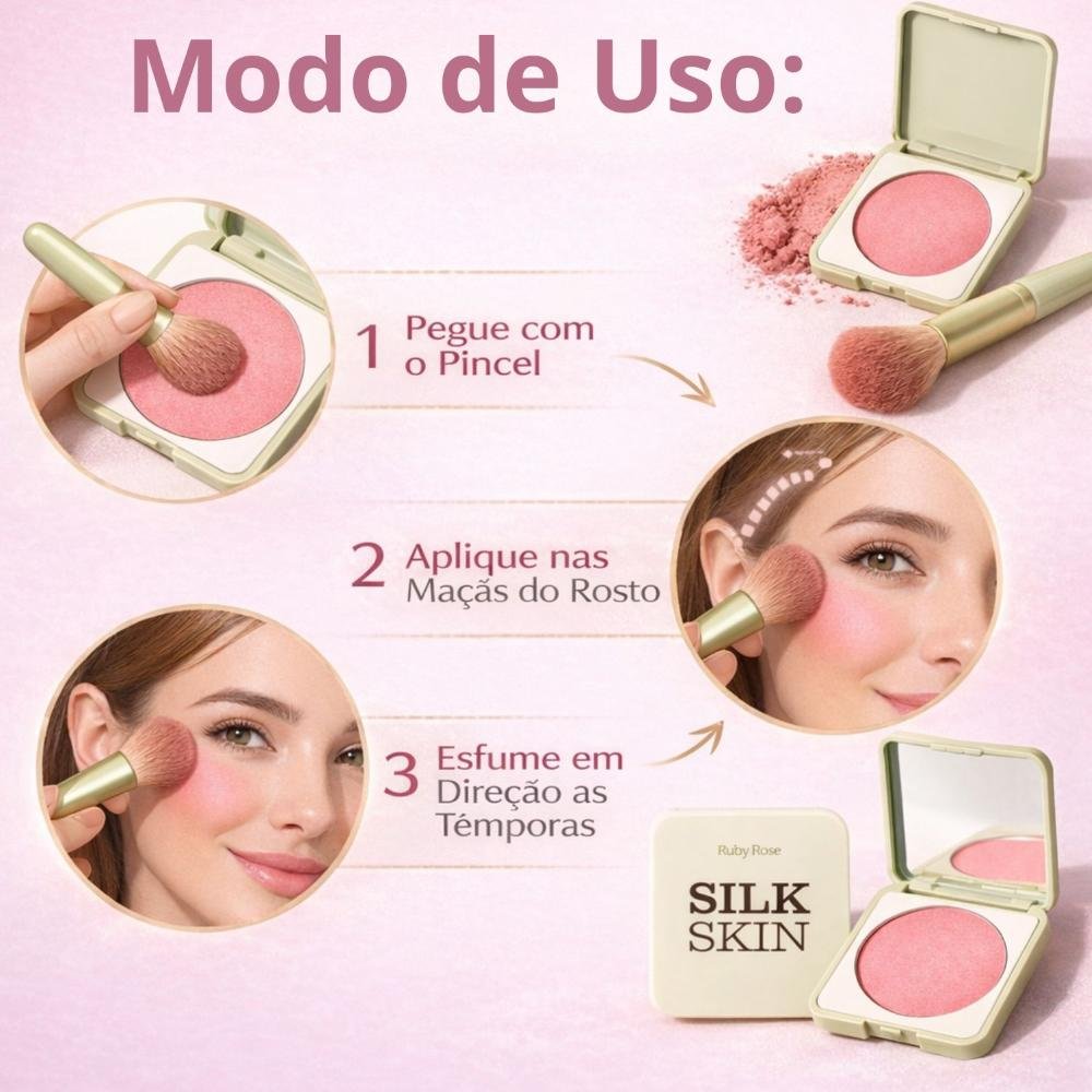 Blush Compacto Ruby Rose Silk Skin Natural Flush Peach Glow Hb-t1001-1 Peach Glow 6