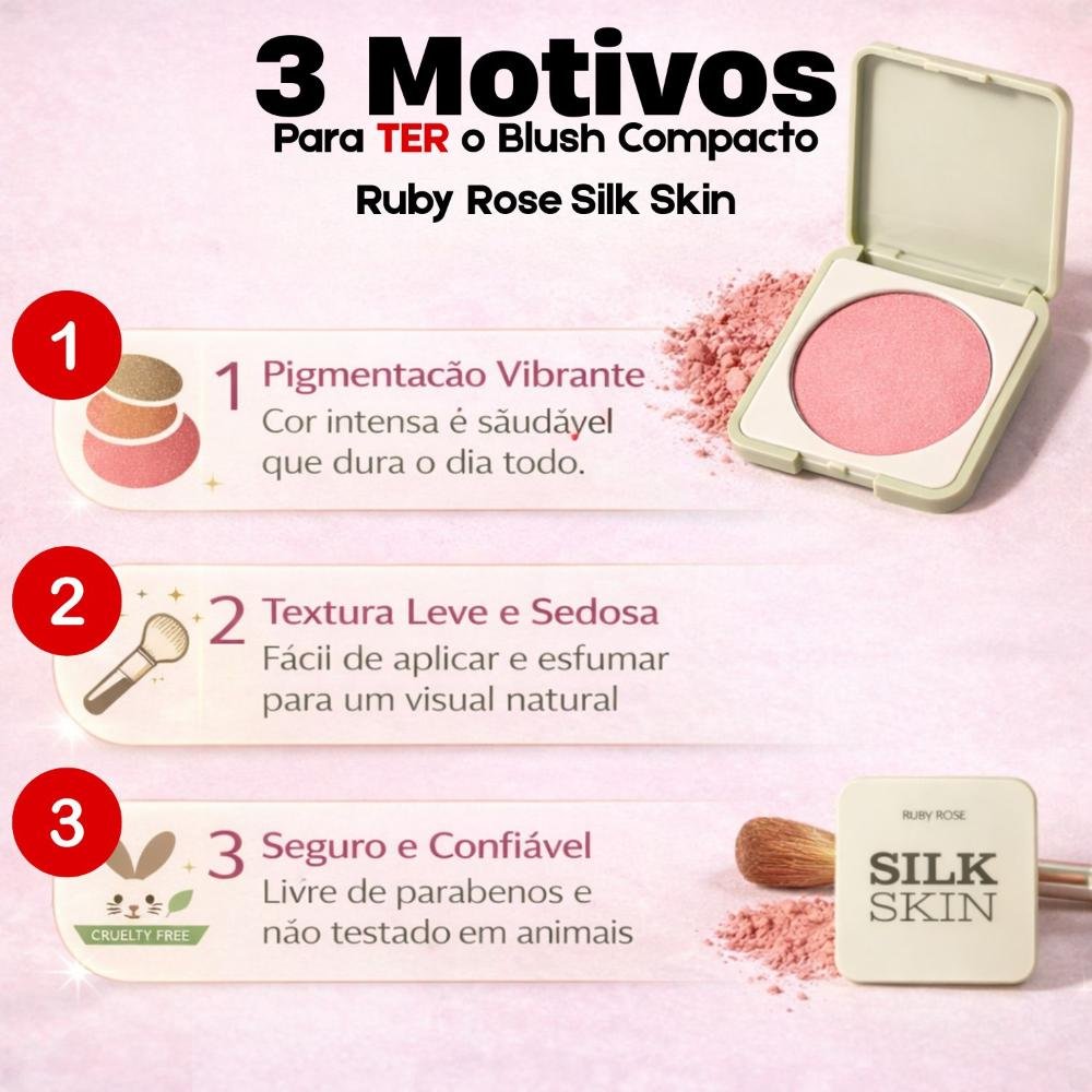 Blush Compacto Ruby Rose Silk Skin Natural Flush Peach Glow Hb-t1001-1 Peach Glow 7
