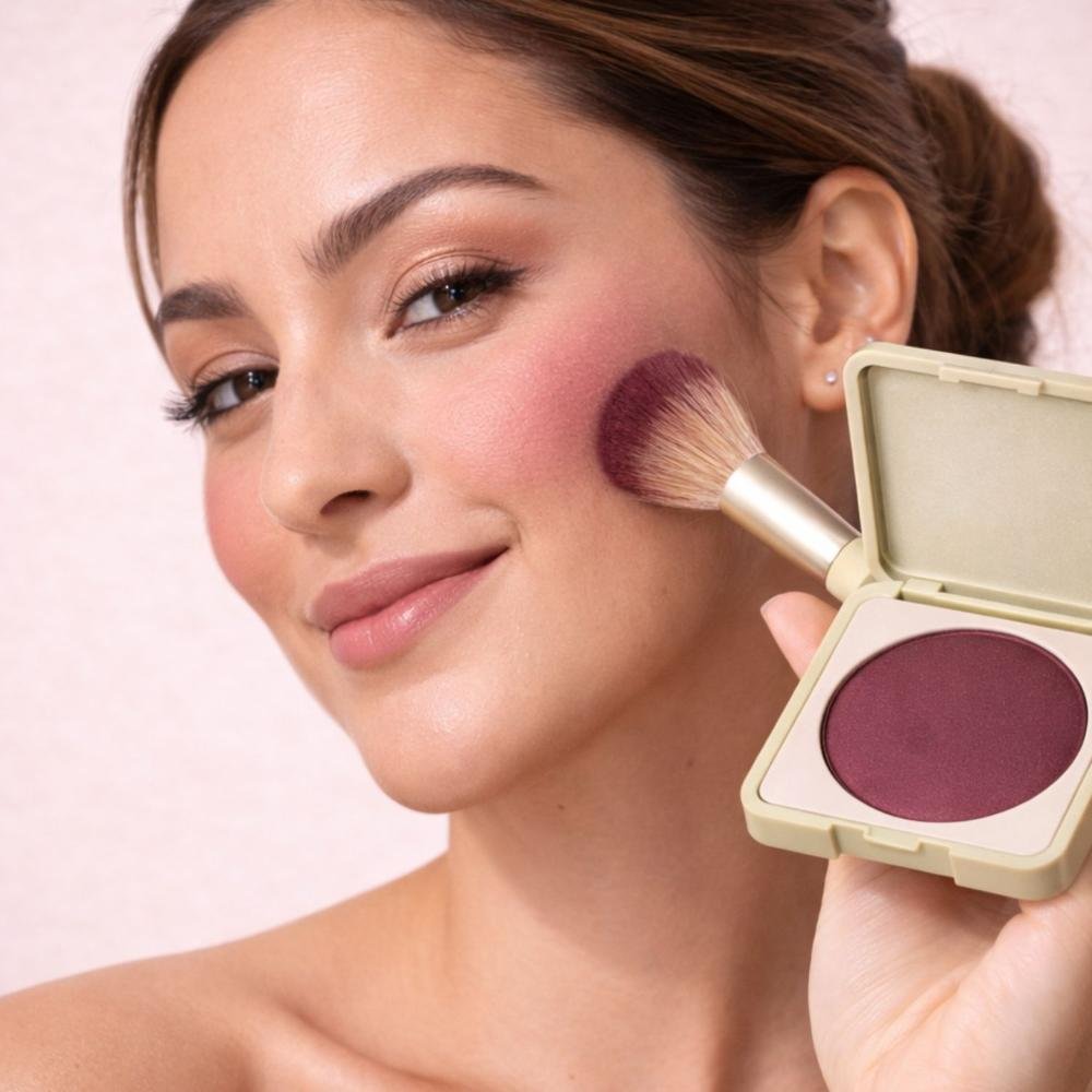 Blush Compacto Ruby Rose Silk Skin Natural Flush Deep Plum Hb-t1001-4 Deep Plum 5