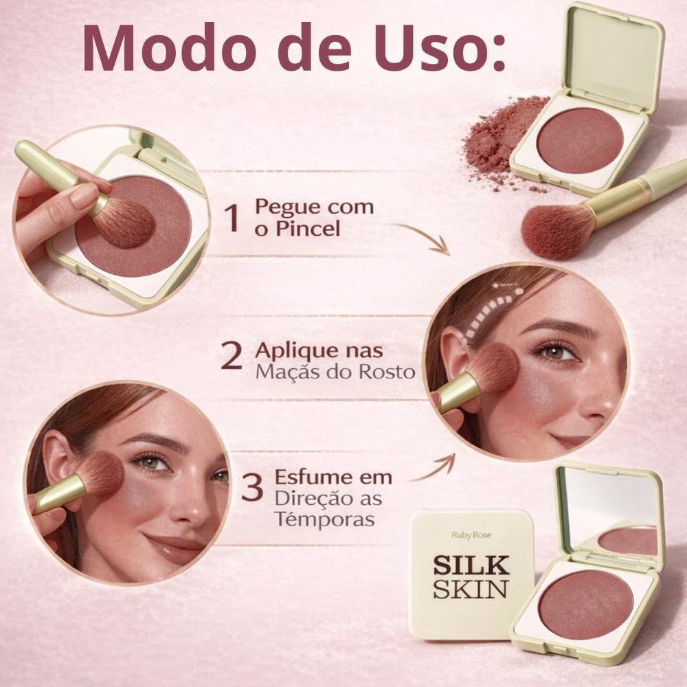 Blush Compacto Ruby Rose Silk Skin Natural Flush Deep Plum Hb-t1001-4 Deep Plum 6