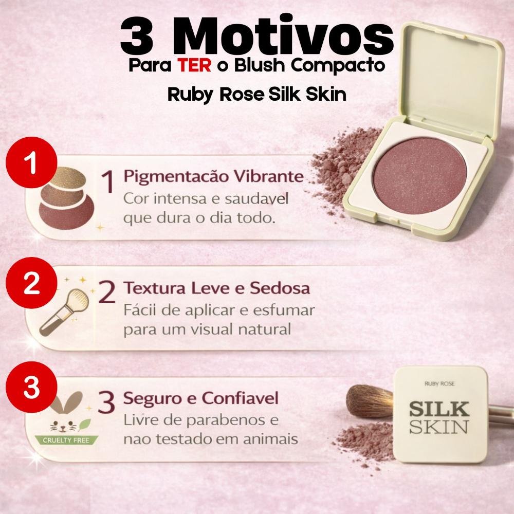 Blush Compacto Ruby Rose Silk Skin Natural Flush Deep Plum Hb-t1001-4 Deep Plum 7