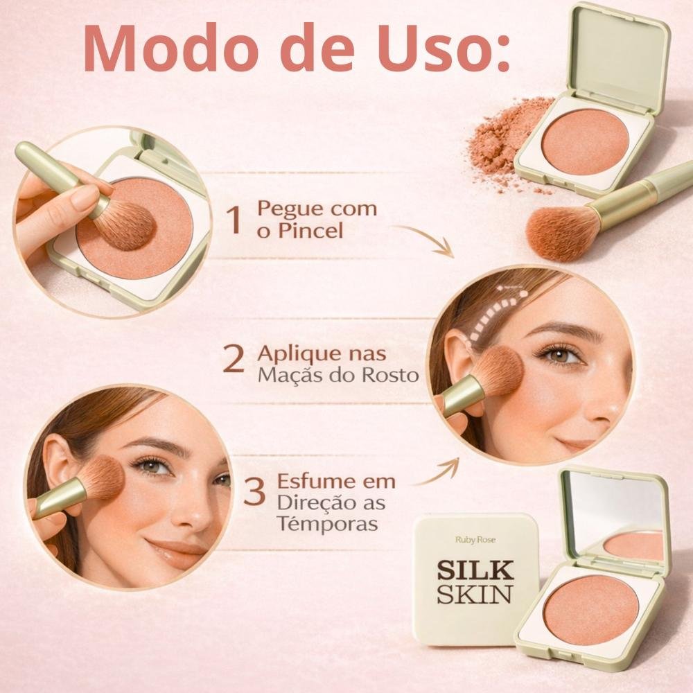 Blush Compacto Ruby Rose Silk Skin Natural Flush Latte Luxe Hb-t1001-3 Latte Luxe 6