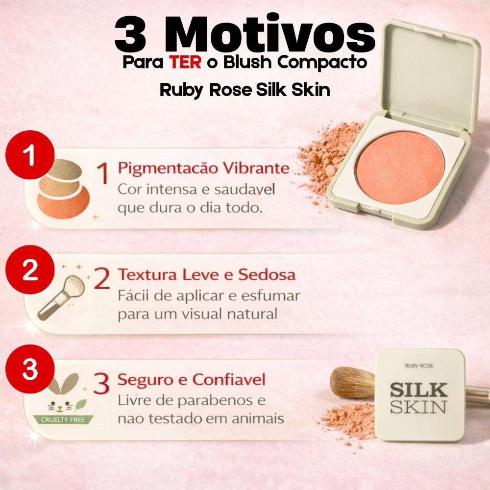 Blush Compacto Ruby Rose Silk Skin Natural Flush Latte Luxe Hb-t1001-3 Latte Luxe 7