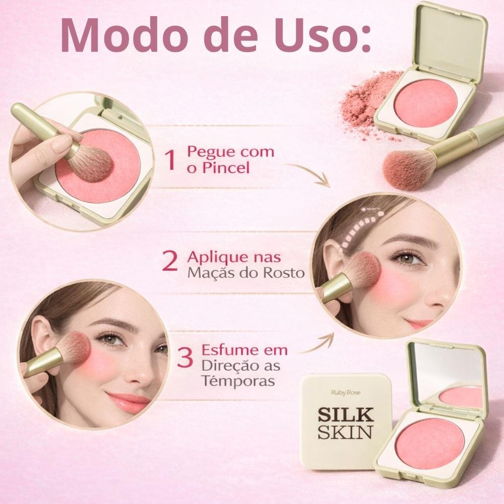 Blush Compacto Ruby Rose Silk Skin Natural Flush Dusty Rose Hb-t1001-5 Dusty Rose 6