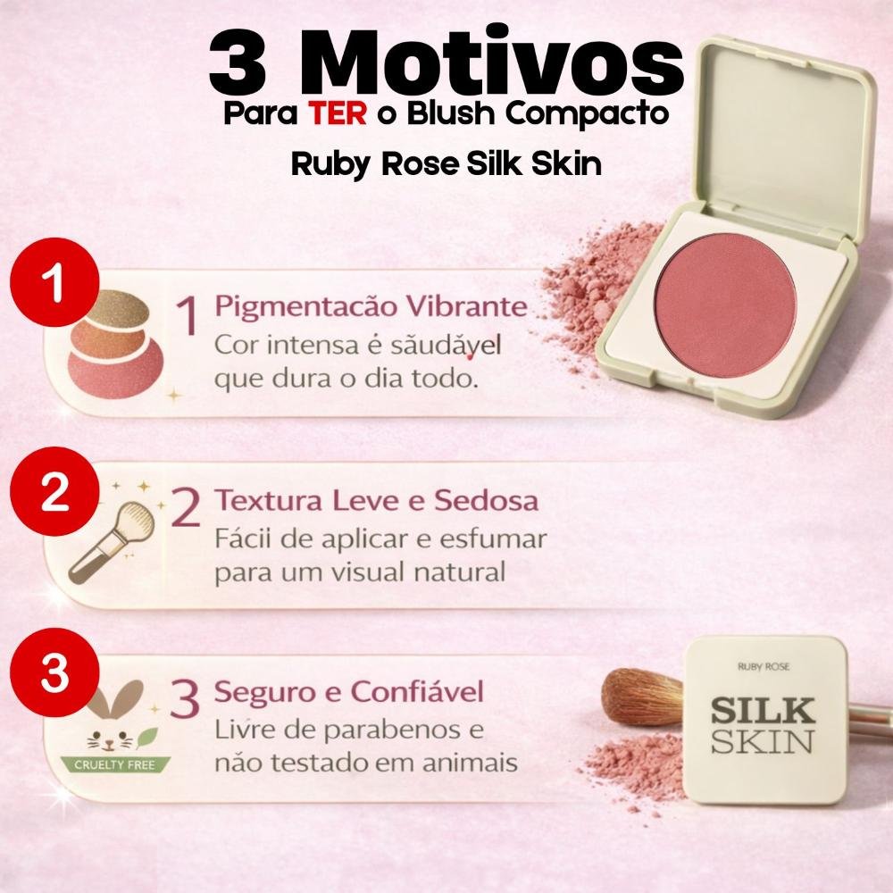 Blush Compacto Ruby Rose Silk Skin Natural Flush Grape Veil Hb-t1001-6 Grape Veil 7