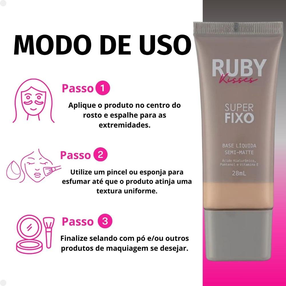 Base Líquida Ruby Kisses Super Fixo Semi-Matte cor 105 28ml Cor 105 2