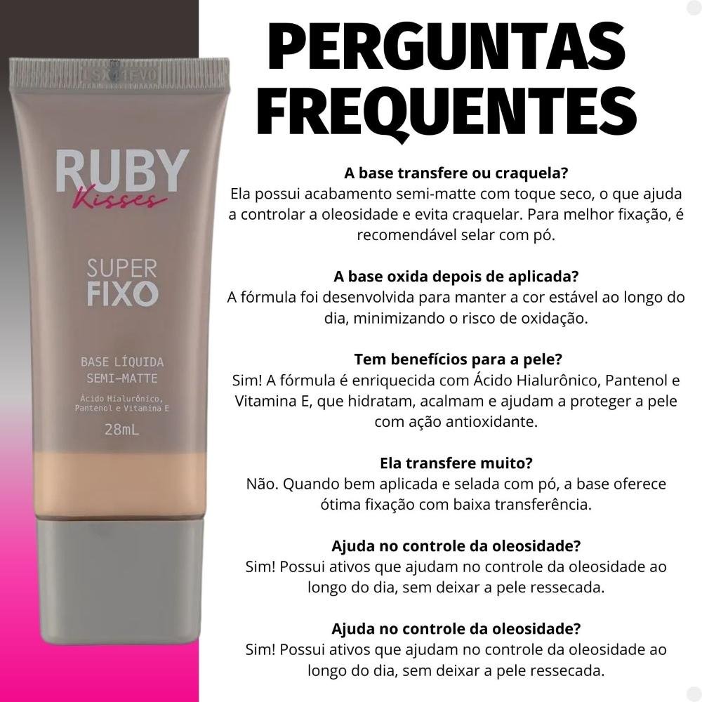 Base Líquida Ruby Kisses Super Fixo Semi-Matte cor 105 28ml Cor 105 3