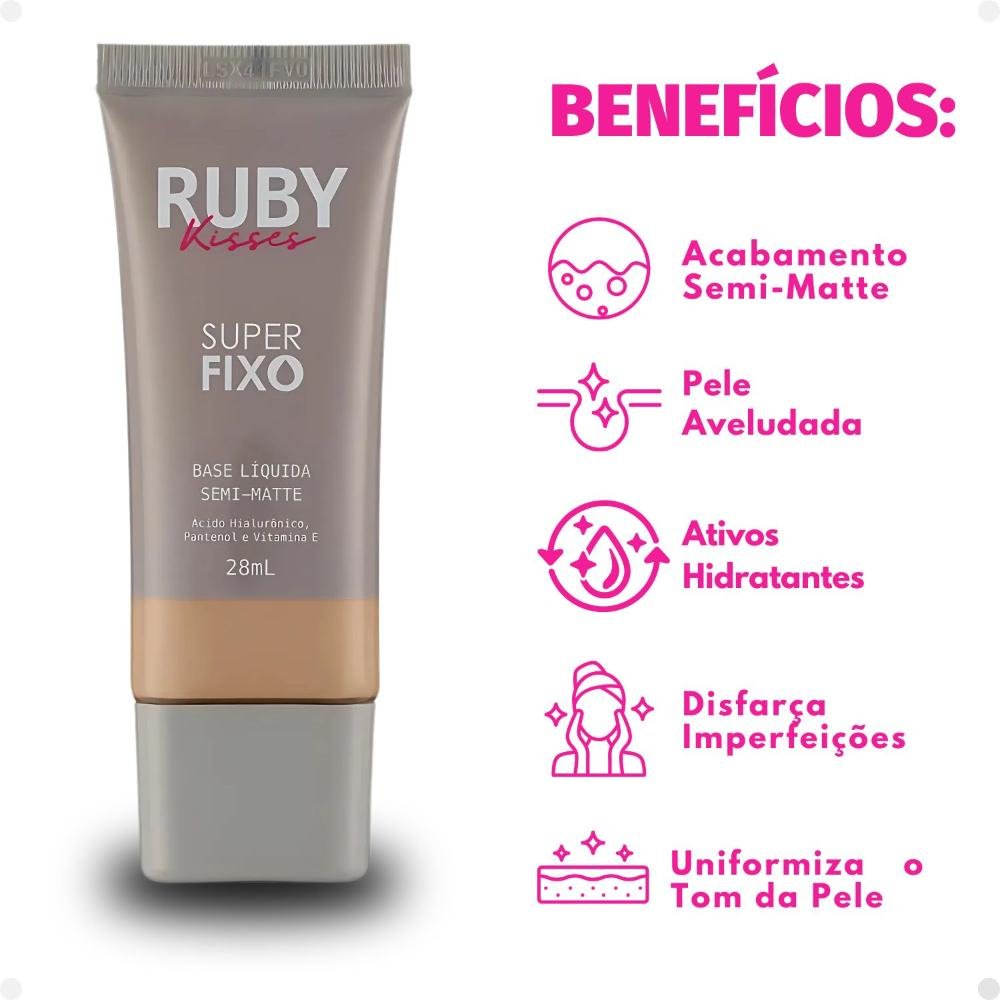 Base Líquida Ruby Kisses Super Fixo Semi-Matte cor 122 28ml Cor 122 2