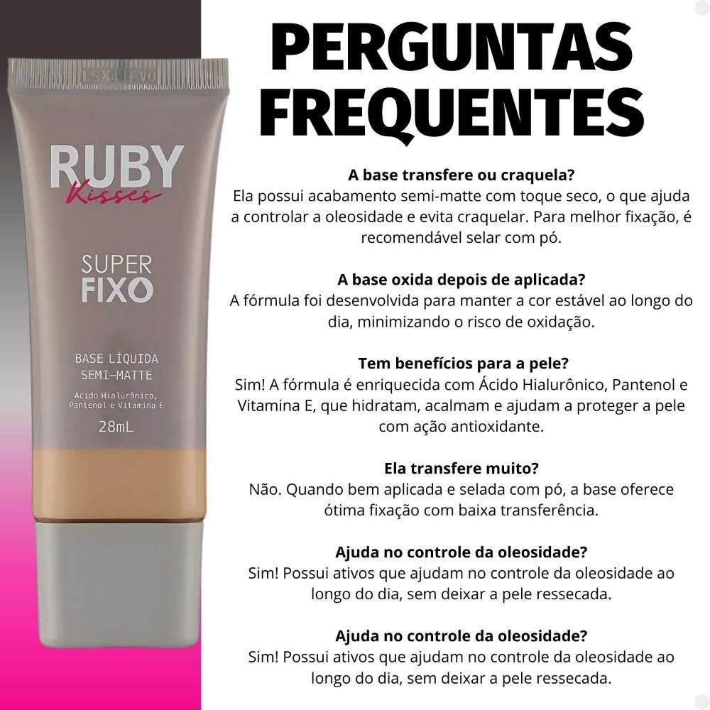 Base Líquida Ruby Kisses Super Fixo Semi-Matte cor 122 28ml Cor 122 7