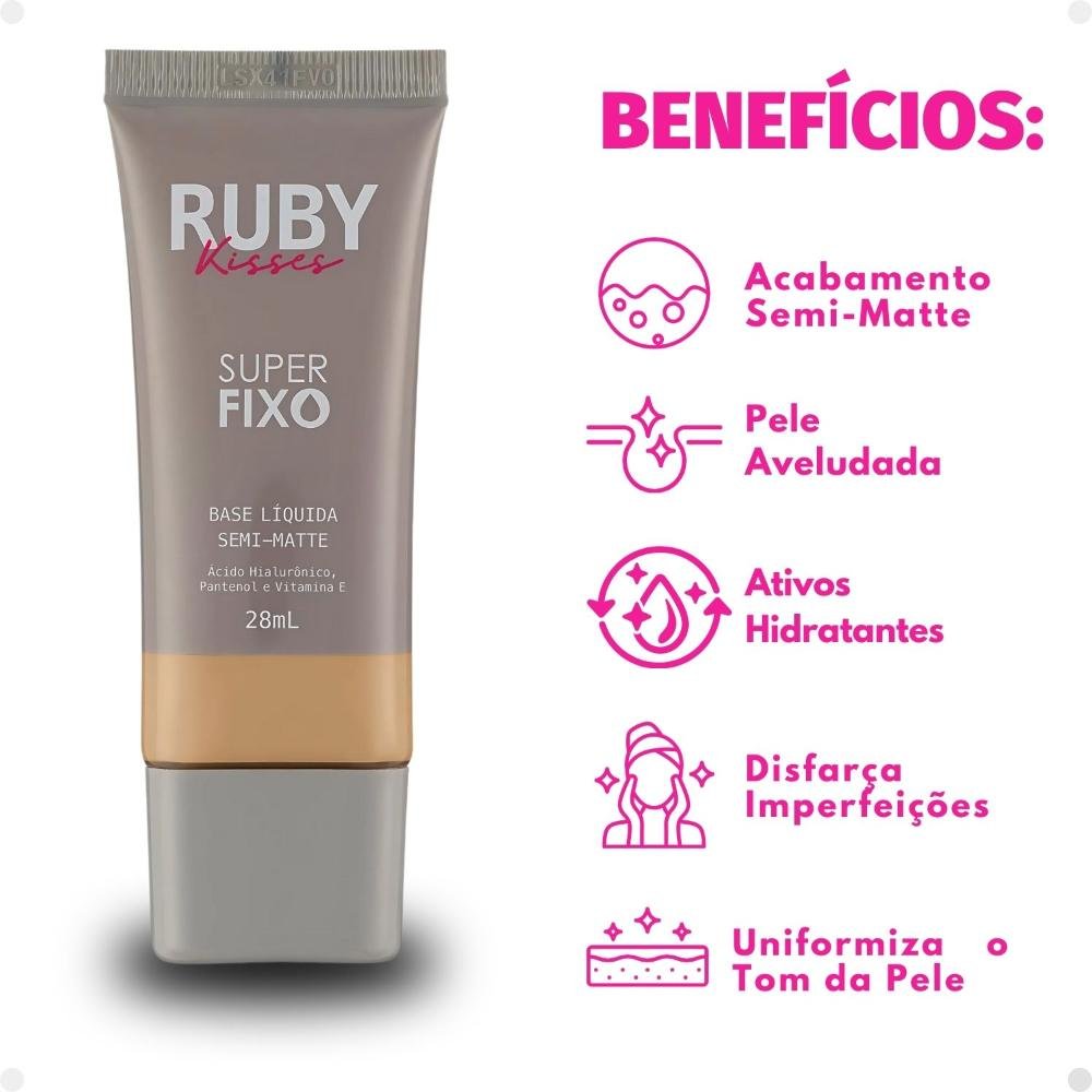 Base Líquida Ruby Kisses Super Fixo Semi-Matte cor 118 28ml Cor 118 2