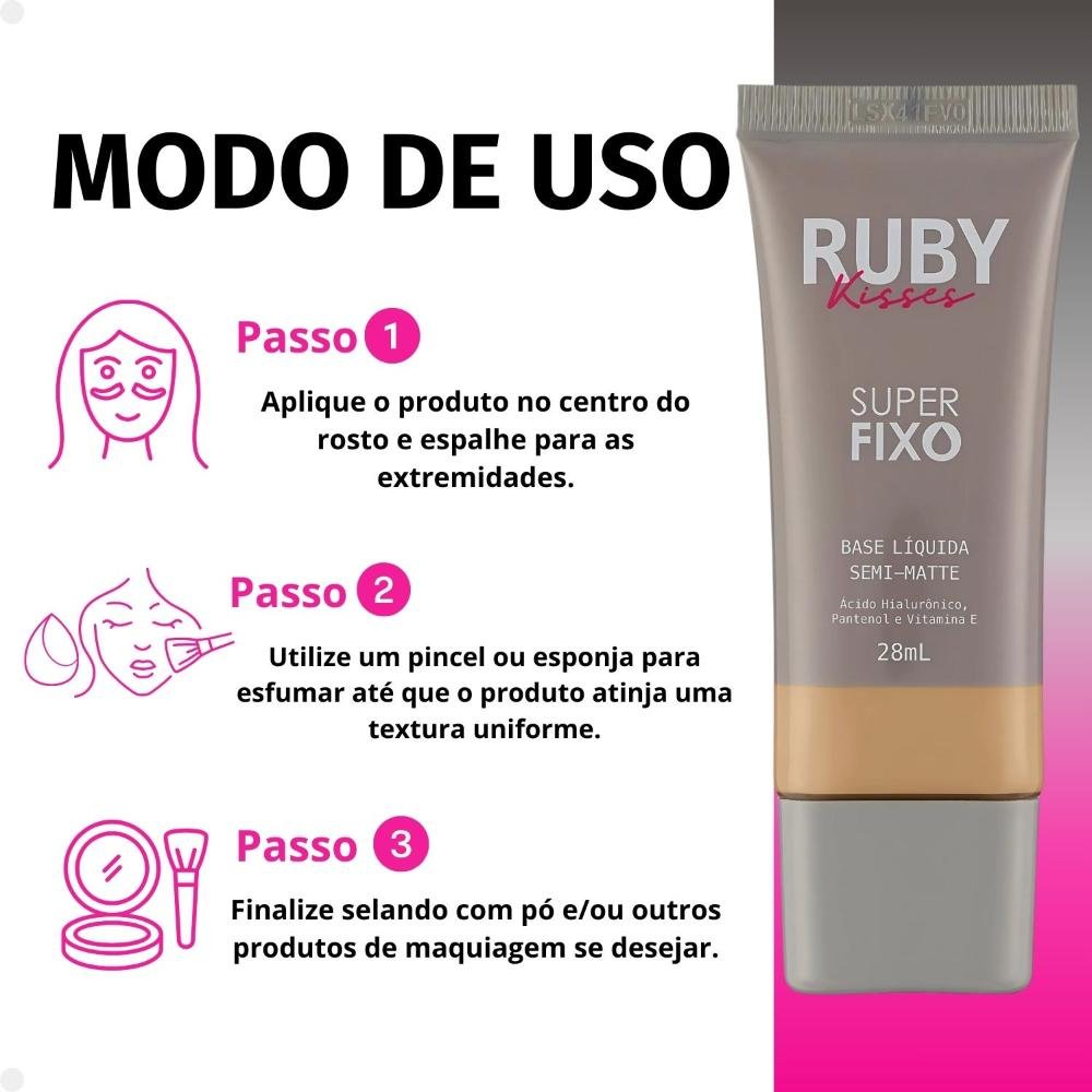 Base Líquida Ruby Kisses Super Fixo Semi-Matte cor 118 28ml Cor 118 4
