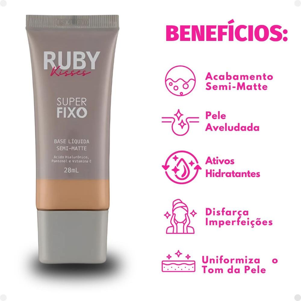 Base Líquida Ruby Kisses Super Fixo Semi-Matte cor 131 28ml Cor 131 3