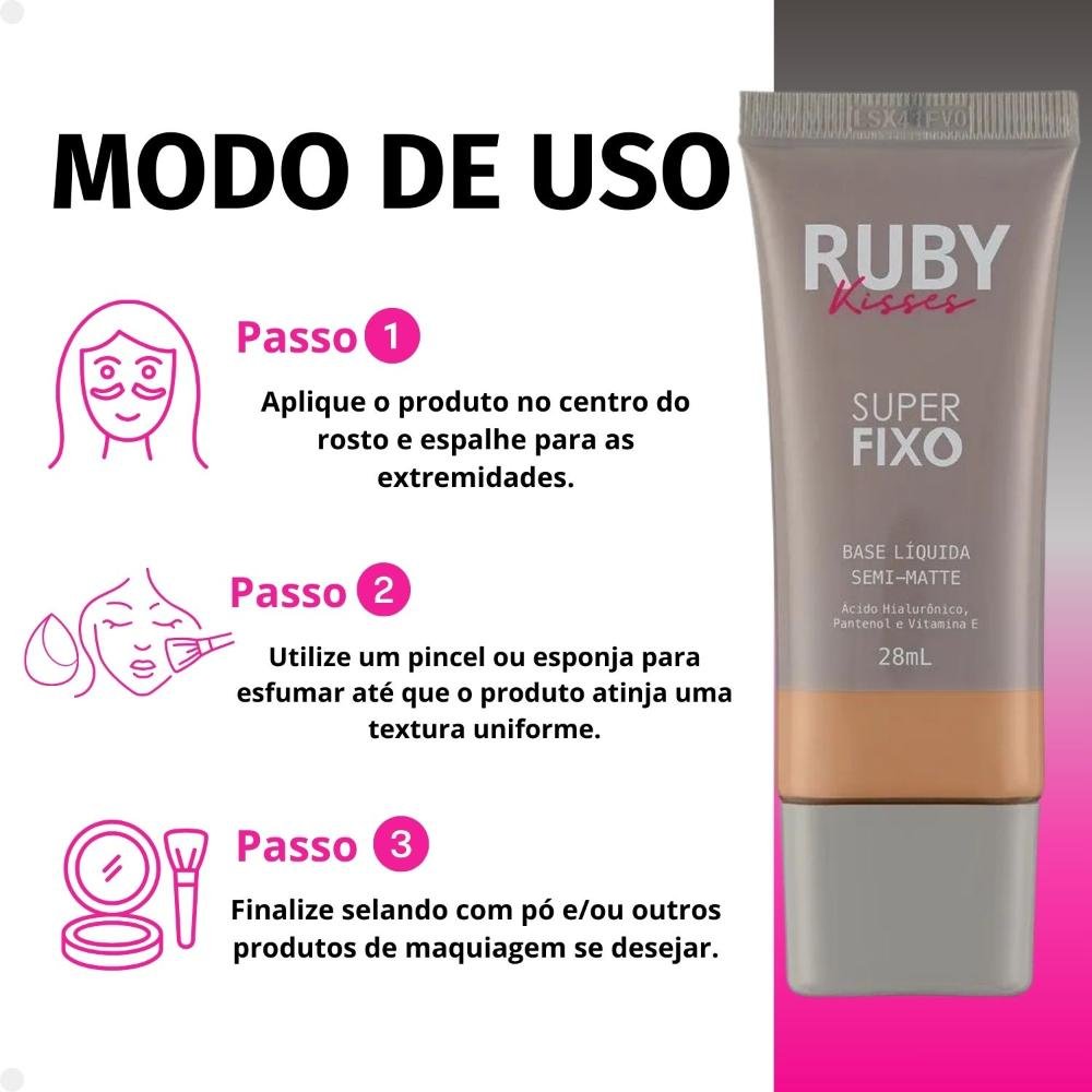 Base Líquida Ruby Kisses Super Fixo Semi-Matte cor 230 28ml Cor 230 6