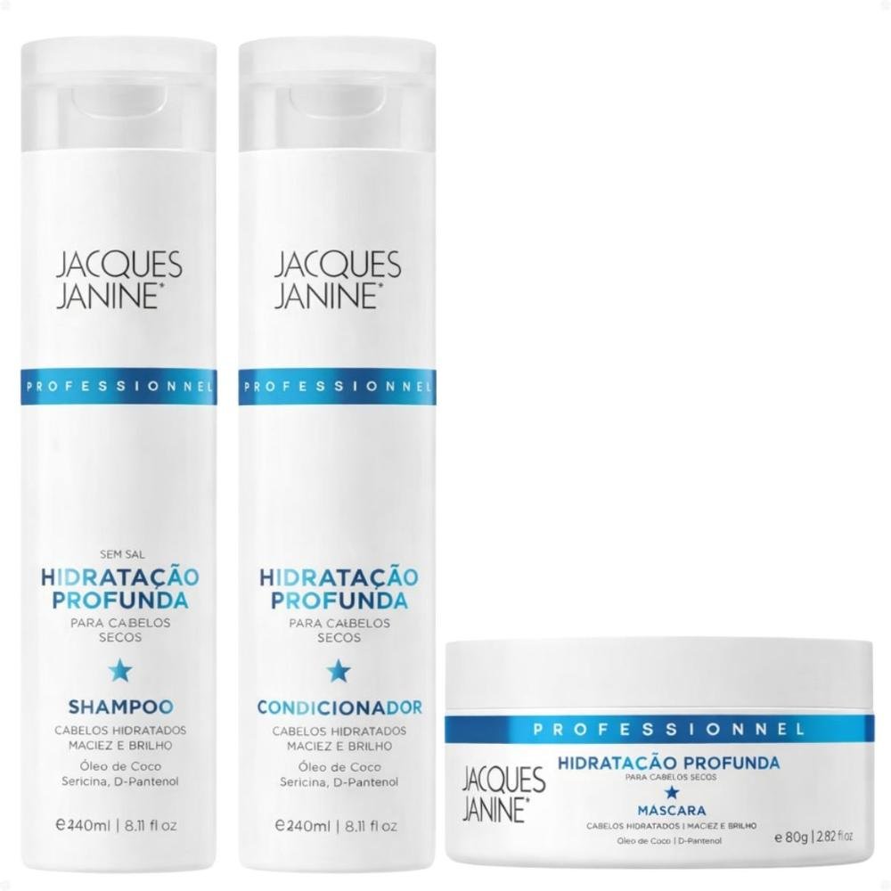 Kit Jacques Janine Hidrataçâo Profunda: Shampoo, Condicionador e Máscara Capilar 80g
