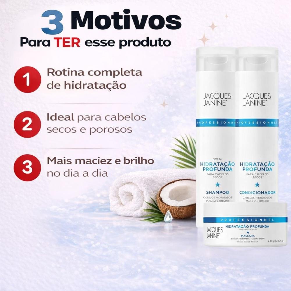 Kit Jacques Janine Hidrataçâo Profunda: Shampoo, Condicionador e Máscara Capilar 80g ÚNICO 6