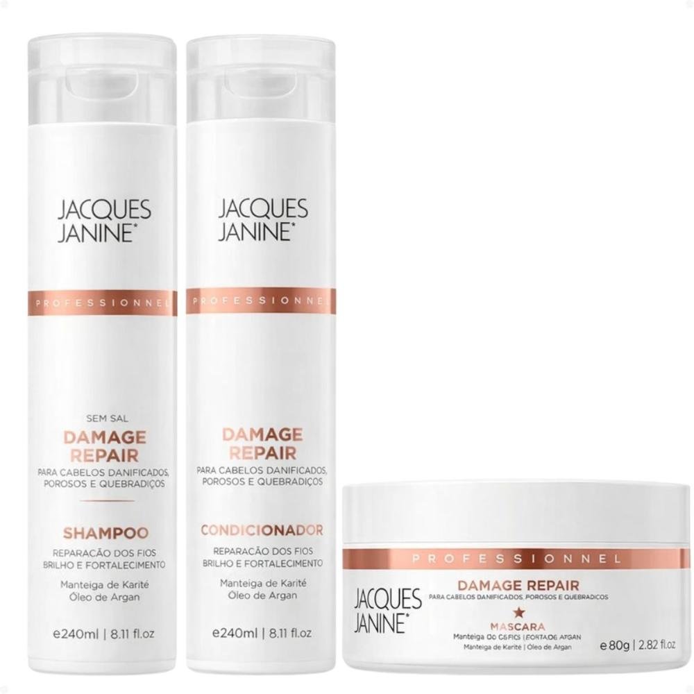 Kit Jacques Janine Damage Repair: Shampoo, Condicionador e Máscara Capilar 80g