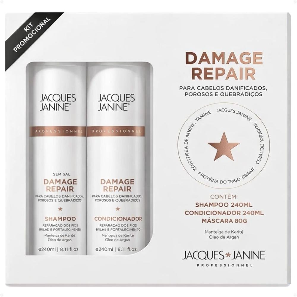 Kit Jacques Janine Damage Repair: Shampoo, Condicionador e Máscara Capilar 80g ÚNICO 3