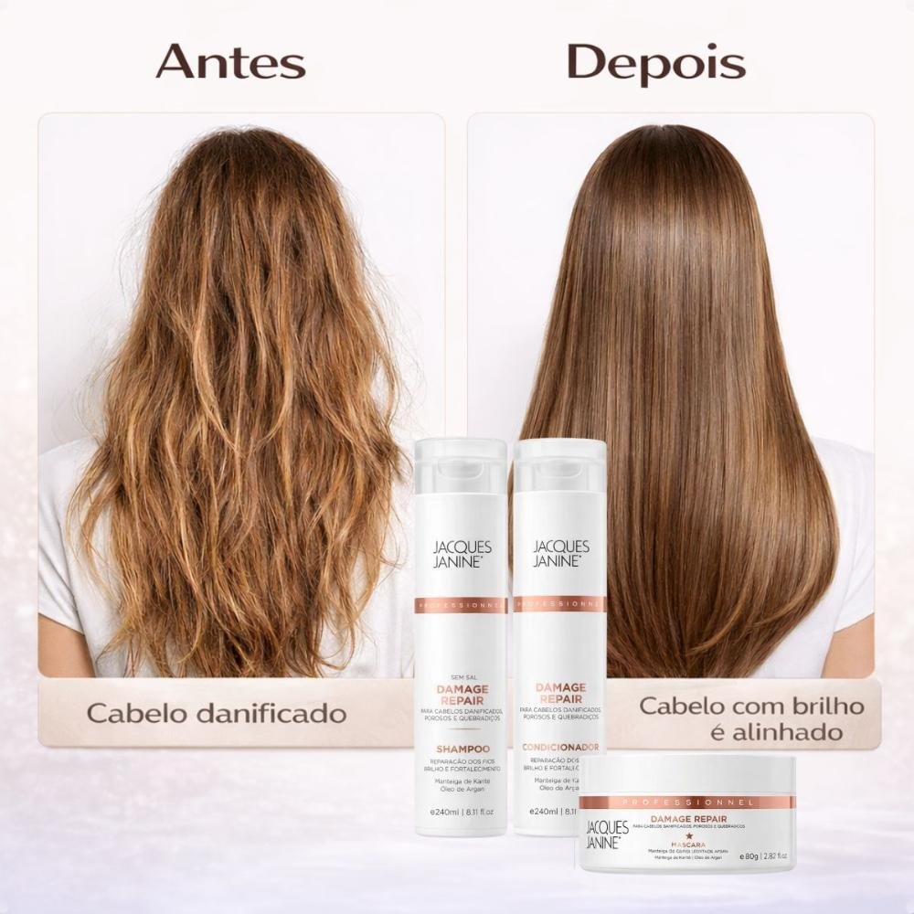 Kit Jacques Janine Damage Repair: Shampoo, Condicionador e Máscara Capilar 80g ÚNICO 4