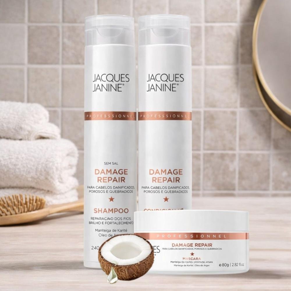 Kit Jacques Janine Damage Repair: Shampoo, Condicionador e Máscara Capilar 80g ÚNICO 5