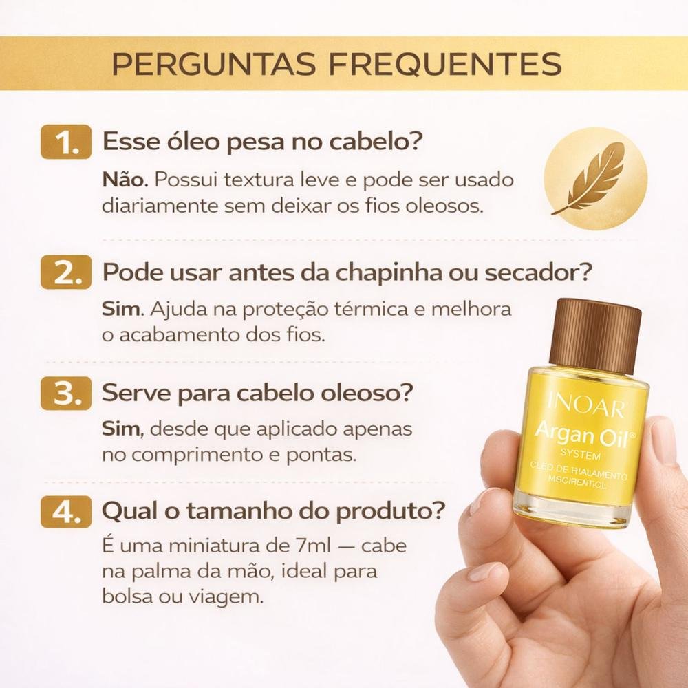 Kit Inoar Argan Oil: 3 Óleo De Tratamento 7ml ÚNICO 8