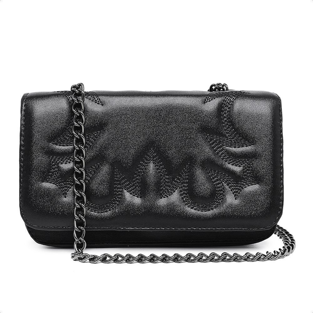 Bolsa Clutch Feminina Pequena Festa Western Country Preta Alça Corrente CM SHOES Preto 1