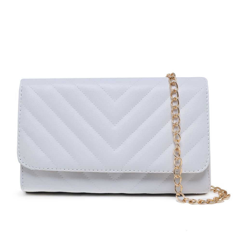 Bolsa Feminina Branca Clutch Pequena De Mão Alça Corrente CM SHOES Madrinha Festa Balada Branco 1