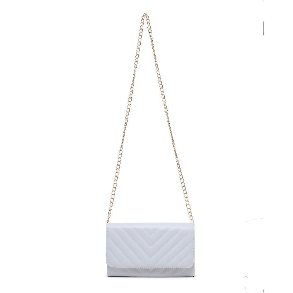 Bolsa Feminina Branca Clutch Pequena De Mão Alça Corrente CM SHOES Madrinha Festa Balada Branco 3