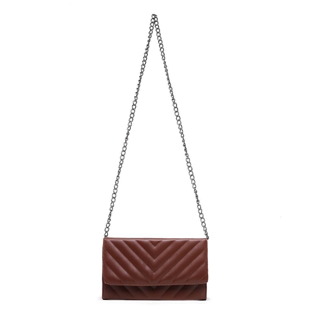 Bolsa Feminina Marrom Pequena De Ombro e Mão Clutch CM SHOES Matelasse Bordado Marrom 3