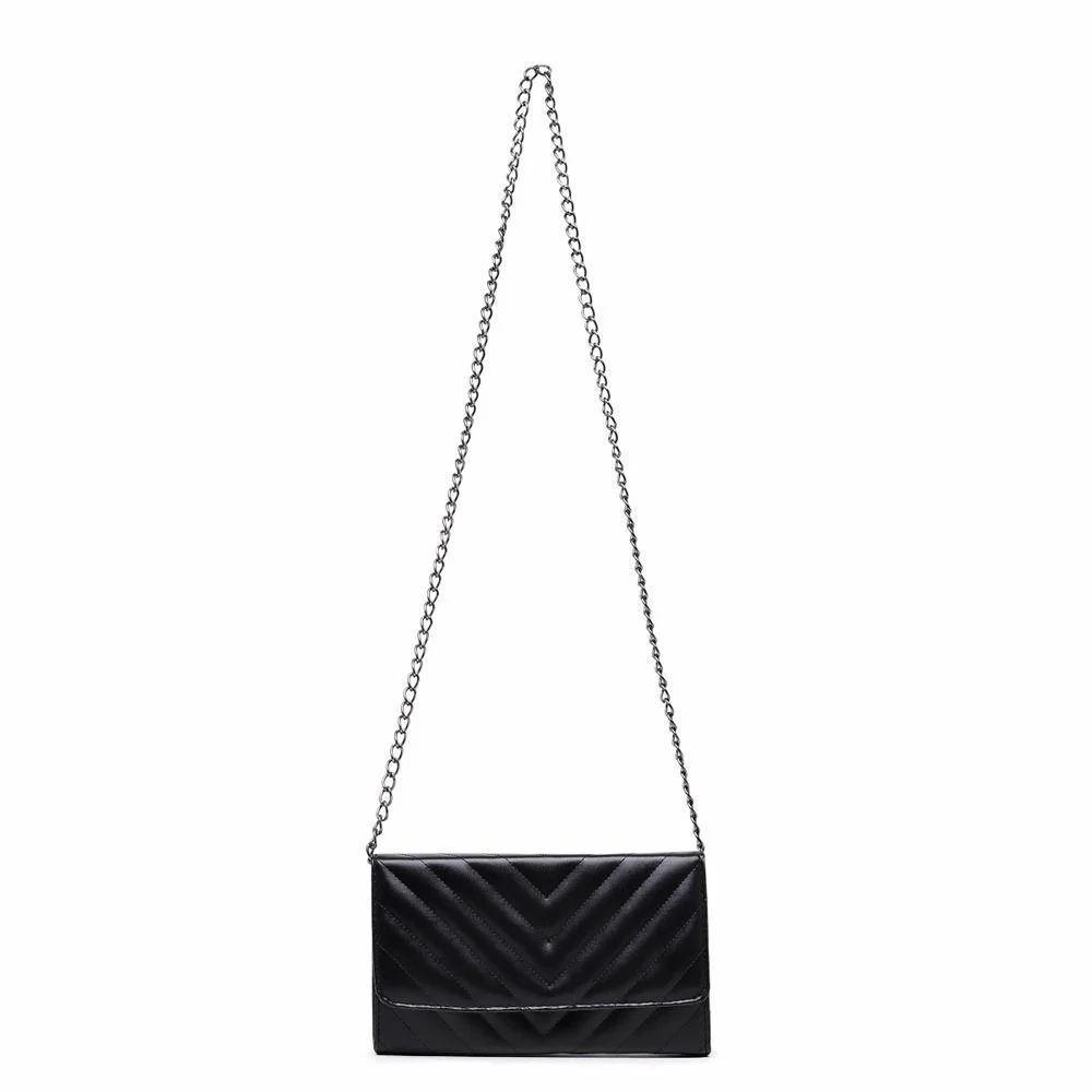 Bolsa Feminina Pequena Clutch Preta Alça Corrente CM SHOES Festa Balada De Mão Preto 3