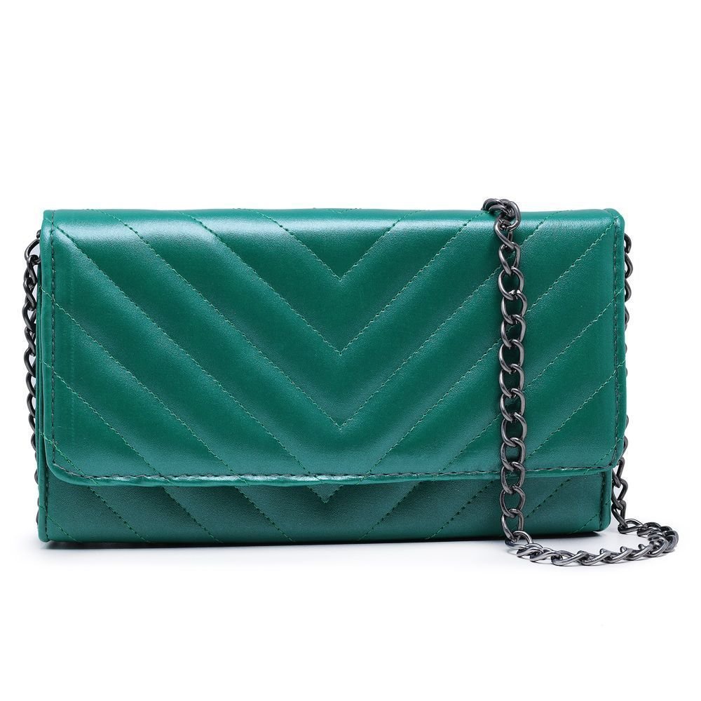 Clutch Verde Metalizado Alça Corrente Grafite De Mão Pequena CM SHOES Bolsas De Festa Balada Verde 1