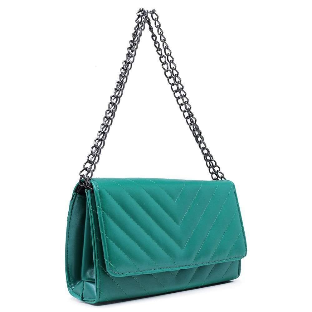 Clutch Verde Metalizado Alça Corrente Grafite De Mão Pequena CM SHOES Bolsas De Festa Balada Verde 2