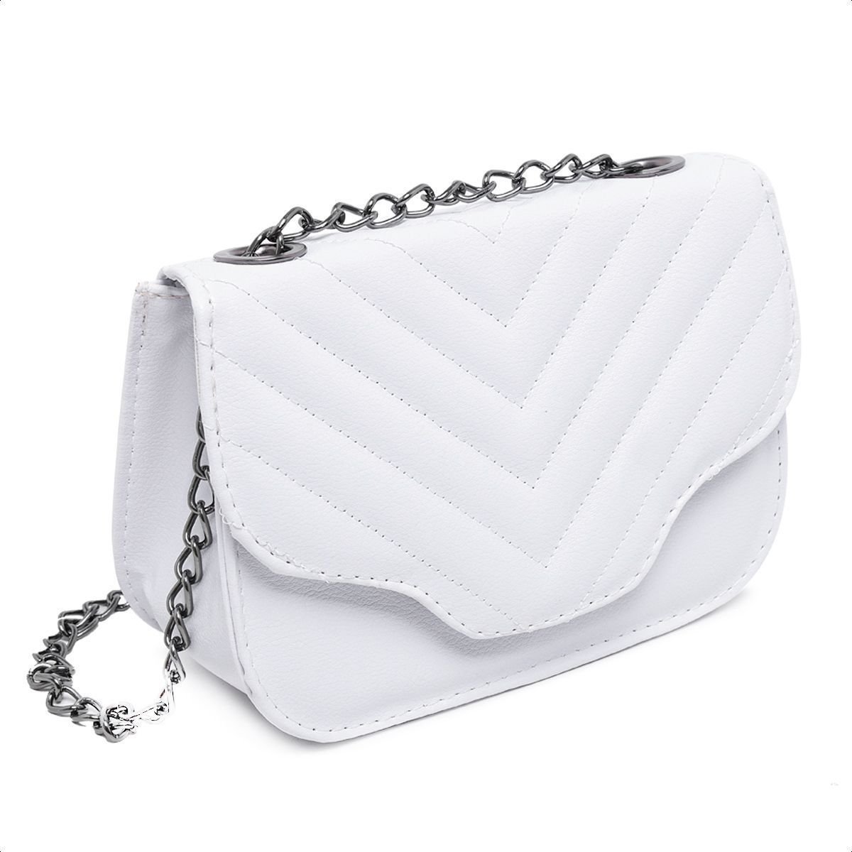 Bolsa Branca Feminina Pequena De Ombro Mão Tipo Carteira Clutch Festa Casamento CM SHOES Branco 2