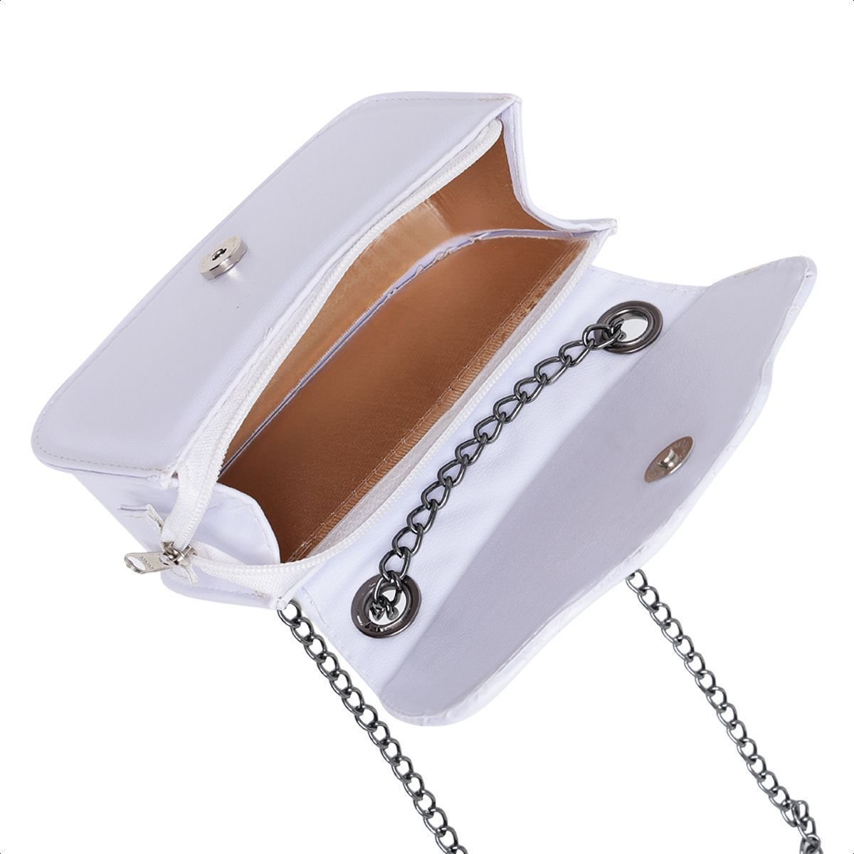 Bolsa Branca Feminina Pequena De Ombro Mão Tipo Carteira Clutch Festa Casamento CM SHOES Branco 3