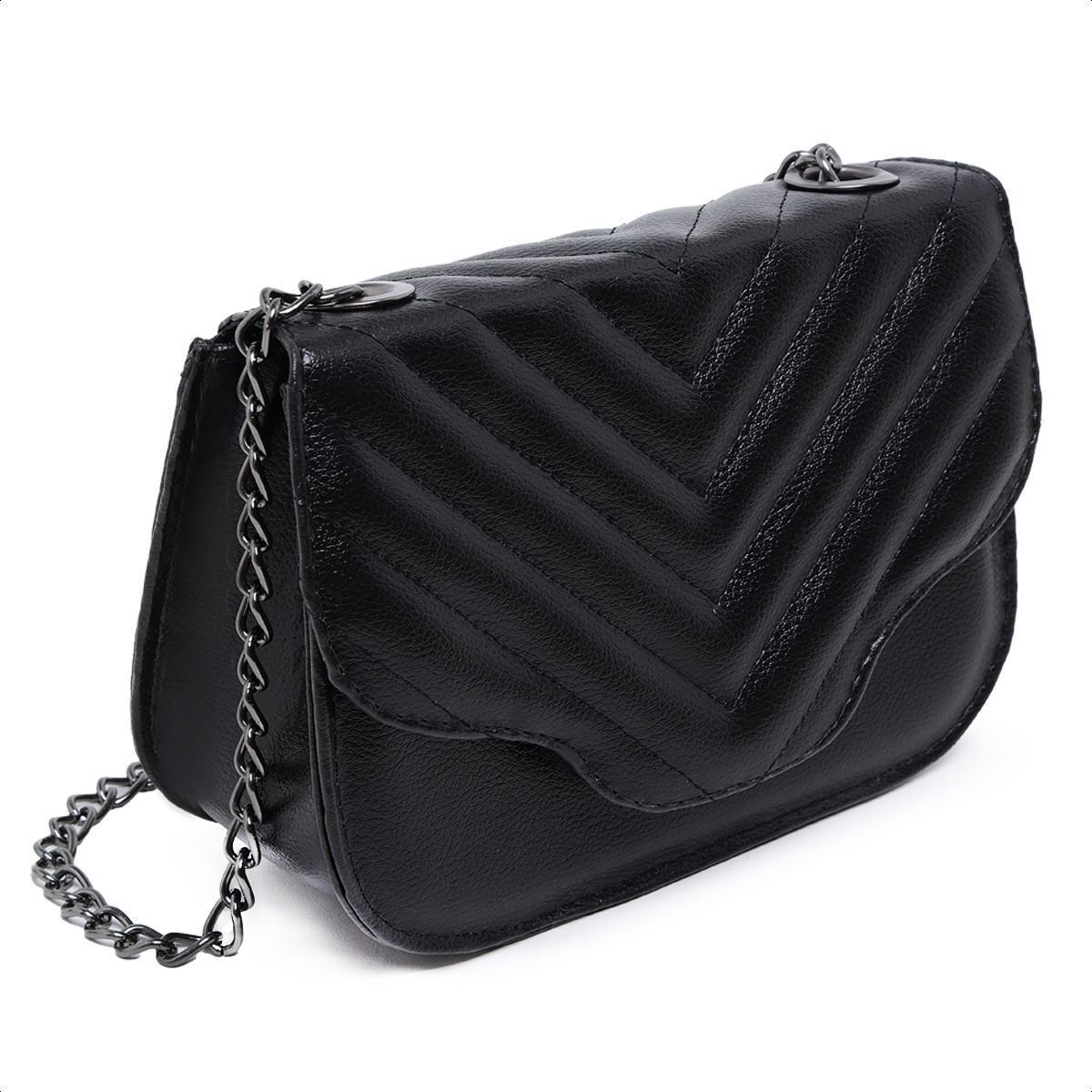 Bolsa Preta Pequena Clutch De Ombro Mão Alça Corrente CM SHOES Feminina Festa Balada Festival Presente Preto 2