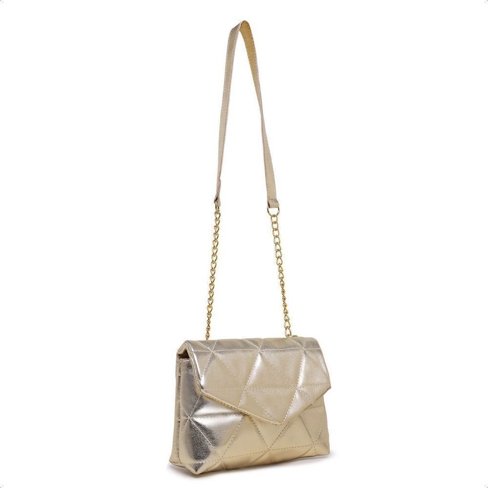 Bolsa Feminina Pequena Clutch Dourada Alça Corrente CM SHOES Bordada Moda Festa Casamento Madrinha Balada Festival Dourado 2